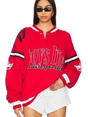 Boys Lie Red Button Detail Pullover